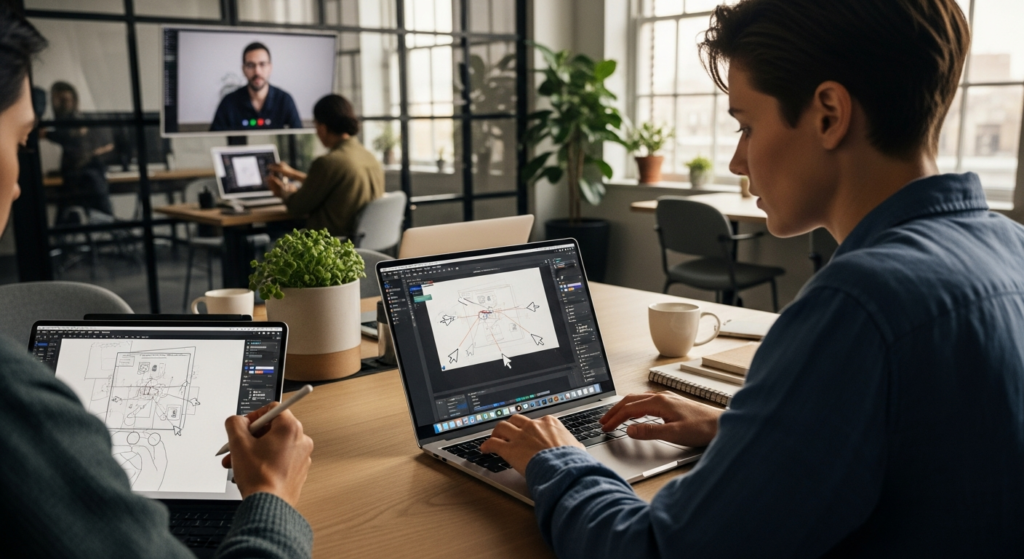 Future of remote work with digital collaboration and online offices